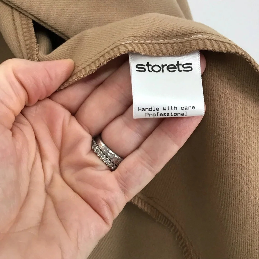 Storets Double Breasted Pleated Vintage Style Chic Blazer Jacket Tan Size Small - Picture 10 of 11
